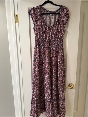 old navy women's fit & flare floral maxi dress Women Dresses Jumpsuits Dresses square neck short puff sleeves full Old Navy | Dresses |